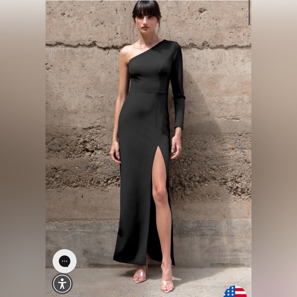 NWT $230 Jenny Yoo Carrera One Shoulder Dress Black size 10